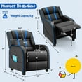 thumbnail image 2 of Gymax Kids Recliner Chair Ergonomic Leather Sofa Armchair w/Footrest Side Pocket Blue, 2 of 10