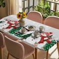 thumbnail image 3 of Grey Snowman Christmas Table Cloths for 5 Foot Rectangle Tables, Xmas Tree Snowflake Elk Winter Patio Waterproof Elastic Fitted Tablecloths, Washable Rectangular Table Cover for Camping, 3 of 8