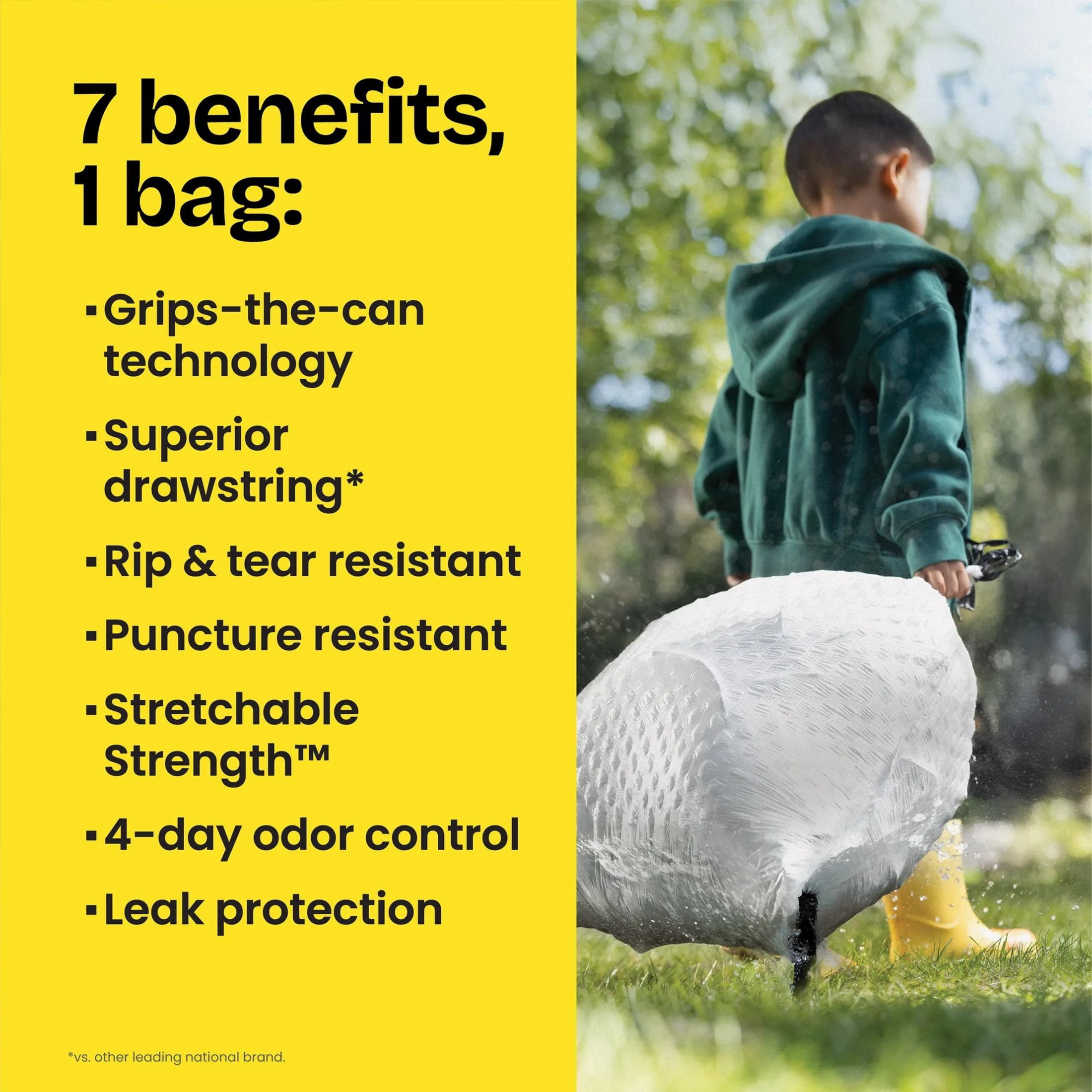 (3 pack) Glad ForceFlex Tall Kitchen Drawstring Trash Bags, 13 Gallon, Gain Fresh Clean with Febreze Freshness, 120 Count