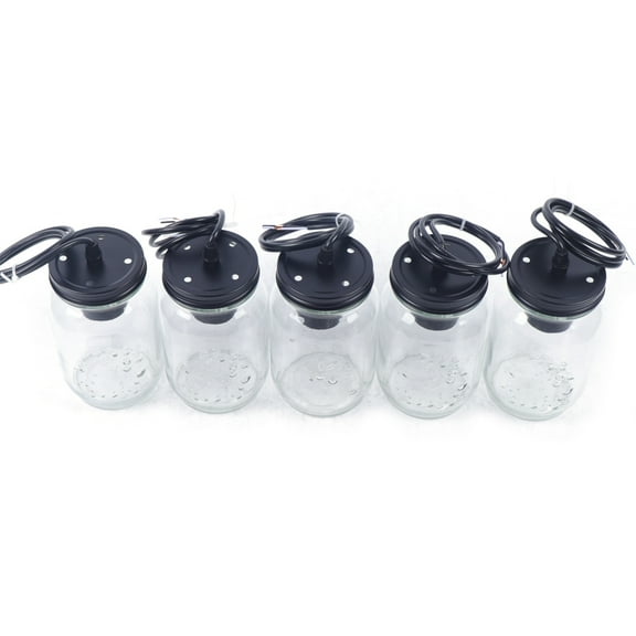 Industrial Style Pendant Lights with 5 Mason Jar Glass Shades, Adjustable Height, E27 Bulb Socket, 40W Max, for Kitchen and Dining Rooms