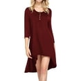 thumbnail image 4 of Weardear Women's Tunic Tops Flowy High Low Blouse 3/4 Sleeve Button V Neck Long Shirt Dress Loose Tee, 4 of 6