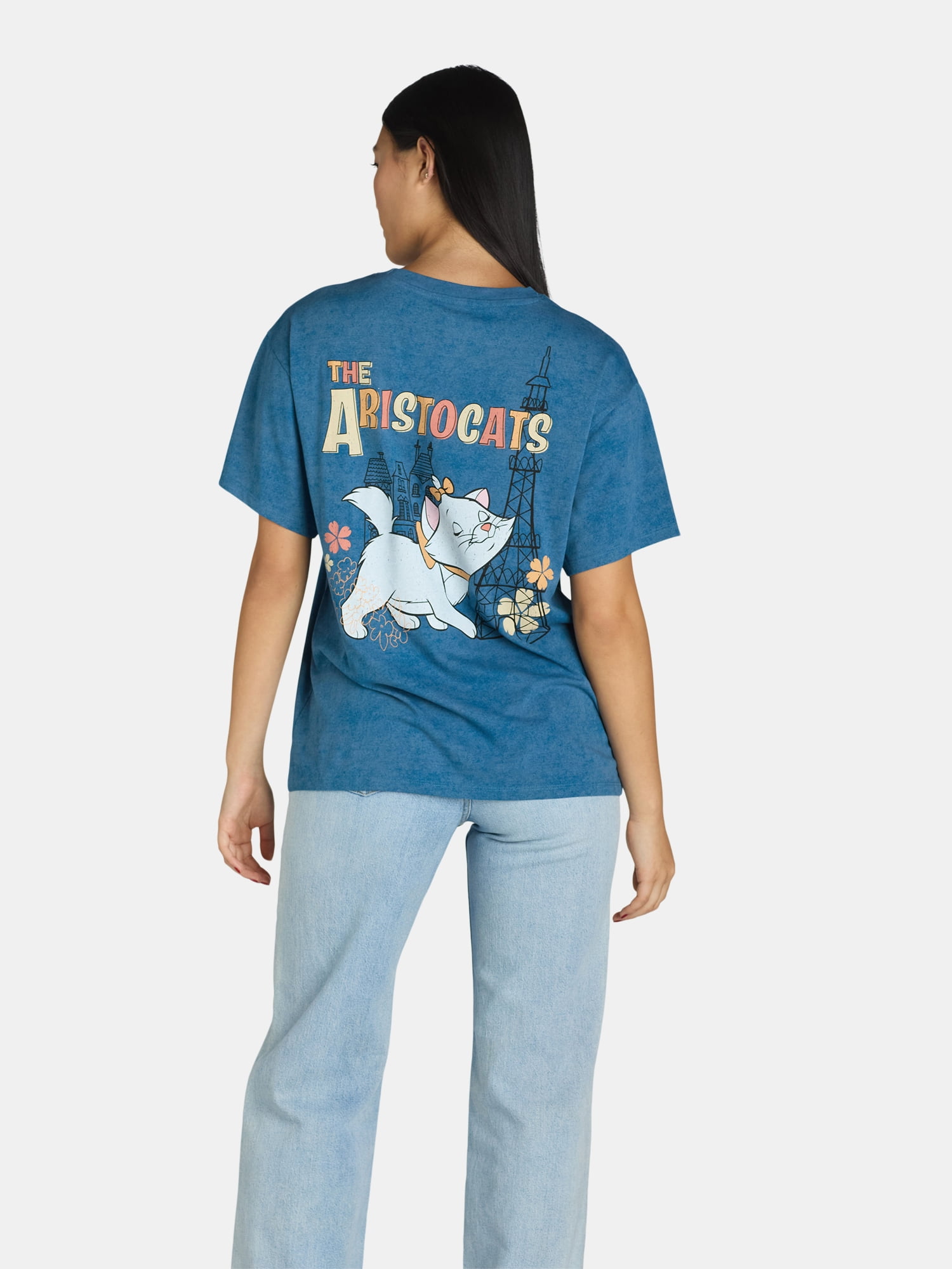 ★WAIKEI★ Vintage Aristocats Archive Short Sleeve T-Shirt W Disney Aristocats Juniors Vintage Graphic Tee, Short Sleeves