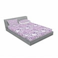 thumbnail image 3 of Ambesonne Retro Fitted Sheet & Pillow Sham Set, Digital Floral Design, Twin, Lilac and Lavender, 3 of 3