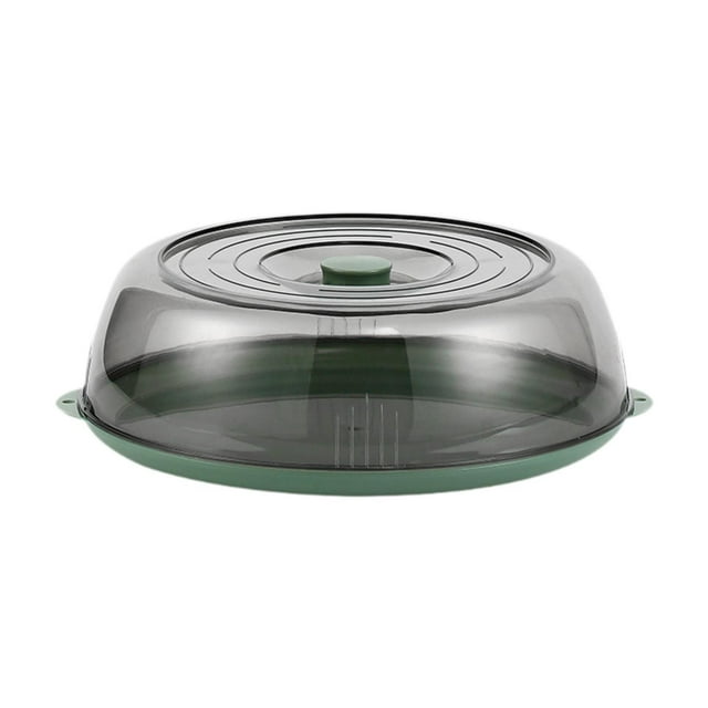 Tapa para plato redondo con asa, portátil, multifuncional, transparente para alimentos verde