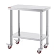 thumbnail image 3 of VEVOR Stainless Steel Work Table 30 x 18 x 34 Inch, 700 LBS Load Capacity with 4 Wheels, 3 Adjustable Height Levels, Heavy Duty Food Prep Worktable for Commercial Kitchen Restaurant, Silver, 3 of 7