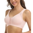thumbnail image 5 of Exerin Women's Back Support Front Closure Bra Full Coverage Non Padded Wirefree(Pink,38C), 5 of 6