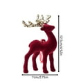 thumbnail image 2 of Burgundy Flocked Reindeer Christmas Table Decor – Velvet Standing Deer Figurine, Elegant Holiday Desktop Ornament for Living Room, Fireplace, Mantel & Home Xmas Decorations, 2 of 8