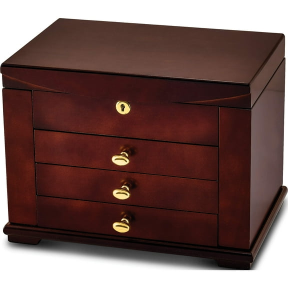 Fashion Matte Cherry Finish Poplar Veneer Jewelry Chest With Side Doors (14 X 9.5) Made In China jjb856