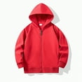 thumbnail image 2 of Hessimy Toddler Boys Girls Cute Coat Sweatshirt Color Solid Zip Long Hoodie Top Sleeve Up Kids Jackets For Boys Girls (Red,4-5 Years), 2 of 4