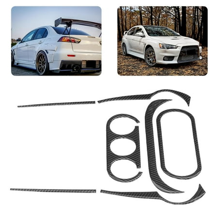 

EOTVIA Air Conditioner Panel Trim 7Pcs Air Conditioner Multimedia Panel Cover Carbon Fiber Trim Fit For Lancer 08‑16 Car Interior Decoration