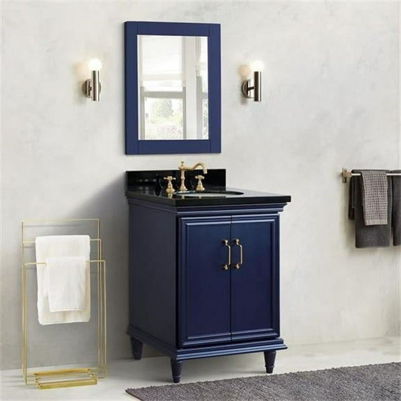 Bellaterra Home  25 in. Single Oval Sink Vanity with Galaxy Granite Top, Blue & Black