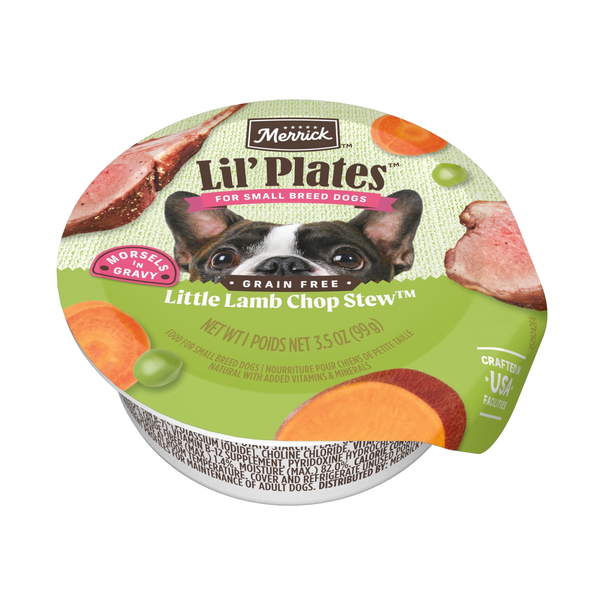 Merrick Lil' Plates Small Wet Dog Food, Grain Free Lamb Chop Stew, 3.5 oz Tub