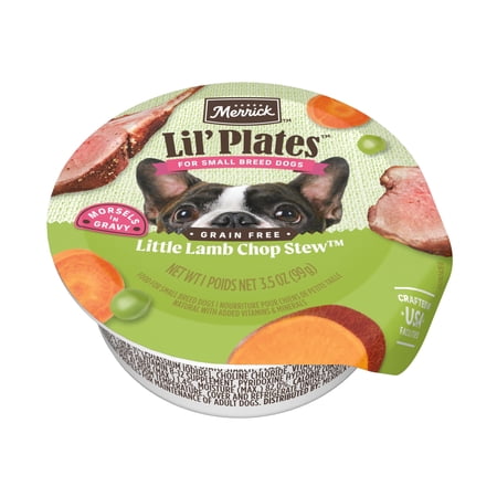 Merrick Lil' Plates Small Wet Dog Food, Grain Free Lamb Chop Stew, 3.5 oz Tub