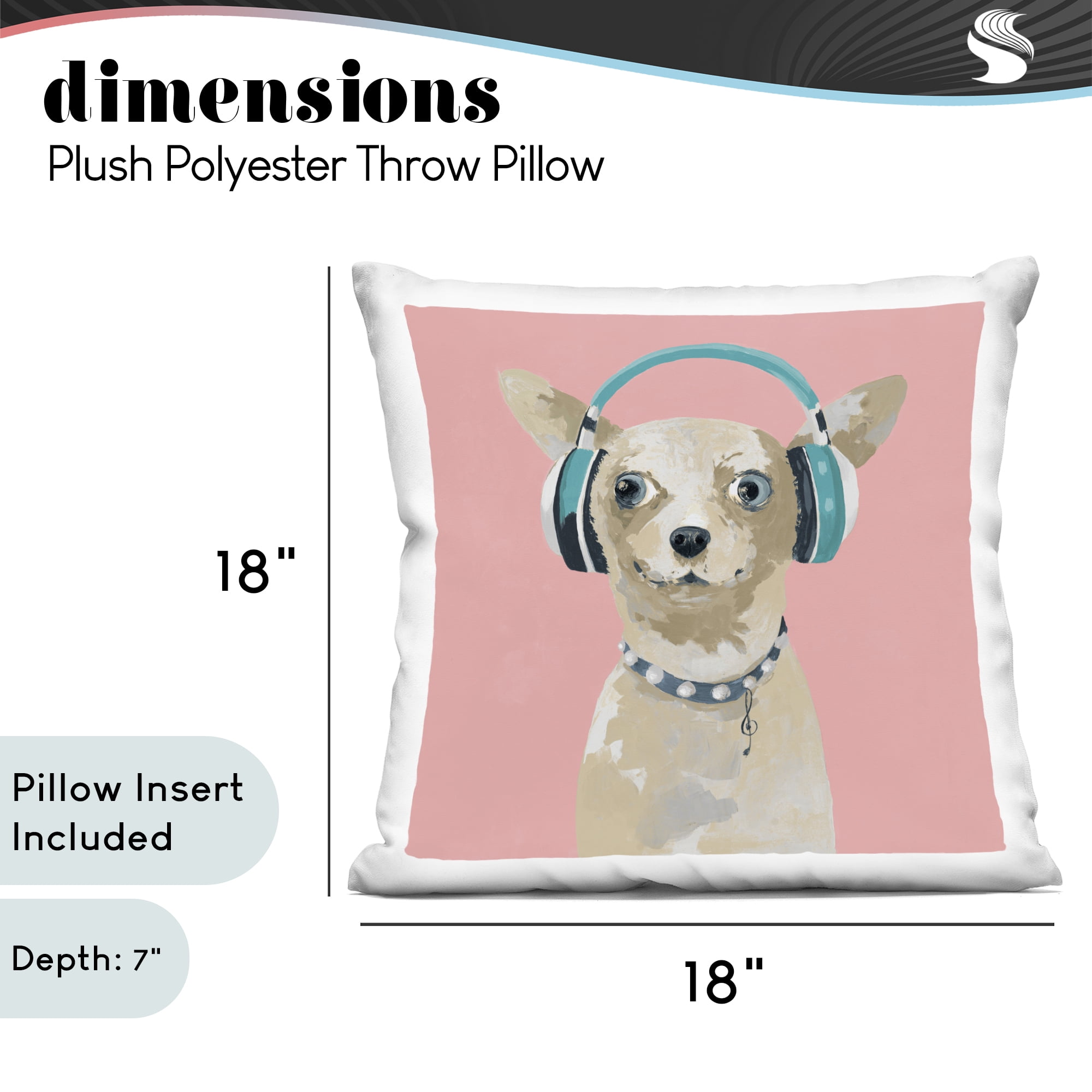 Stupell Industries Jammin' Pup on Pink Decorative Printed Throw Pillow, design by Lorenzo Collective