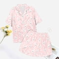 thumbnail image 2 of Easter Print Short Sleeve Pajama Set for Women Button Shirt and Shorts Sleepwear Soft Breathable Pink XXL, 2 of 5