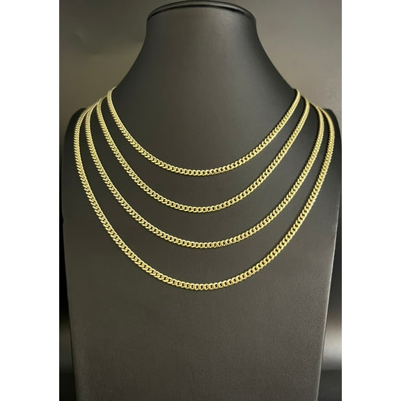 10k Real Gold Miami Cuban Link Chain Necklace and Bracelet 3.8 mm Real 10K Yellow Gold, Man Gold Chain,Ladies Gold Chain, 10k Gold Chain (Width:3.8 mm; Necklace length:8;)