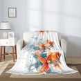 thumbnail image 2 of Gaeub Three Goldfish Watercolor Splash Print Flannel Throw Blanket, Home Fleece Throw Blanket for Couch or Bed,Decorative Blankets,Lightweight Fuzzy Flannel Blanket-80"x60", 2 of 6