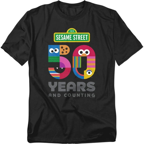Sesame Street T-Shirt 50 Years Logo Unisex Graphic Tee For Men & Women Black
