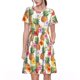 thumbnail image 1 of Balery Hawaiian Pineapples And Hibiscus Flowers Vestidos sueltos de manga corta para mujer, vestidos de verano 2025, vestidos casuales de corte A con vuelo., 1 of 6