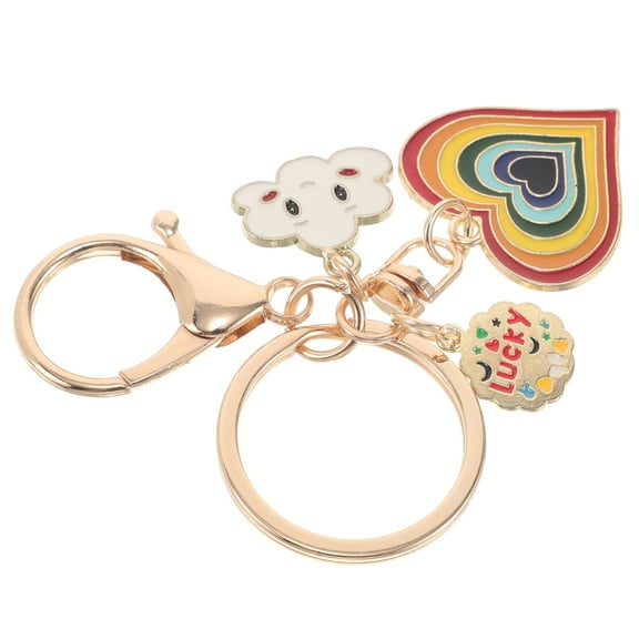 Zehuanyu Rainbow Heart Shape Keychain Zinc Alloy Keyring Heart Rainbow Keychain Bag Charm Keychain Decoration For Bags Backpack Hanging Ornament