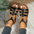 thumbnail image 6 of Viluyesy Women's Gladiator Sandals, Open Toe Wide Width Adjustable Buckle Spring Summer Fashion Flat Shoes Black, 6 of 7