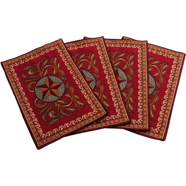 Kinara Western Star Jacquard Southwestern Design Place Mats Set of 4
