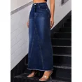 thumbnail image 6 of Womens Black Maxi Denim Skirt With Frayed Hem And Asymmetrical Seam, 6 of 15