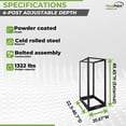 thumbnail image 4 of NavePoint 25U 4 Post Server Rack – Open Frame Rack for 19 Inch Equipment, Adjustable Depth 4-Post Network Rack Floor Mount, 25U Server Rack 1322lbs Capacity, Black, 4 of 5
