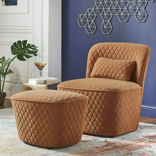 Weston Home Milner Quilted Diamond, Living Spaces Accent Chair With Ottoman