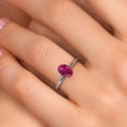 thumbnail image 4 of Gem Stone King 14K White Gold Red Created Ruby Solitaire Engagement Ring for Women | 0.85 Cttw | Oval 7X5MM | Gemstone July Birthstone | Size 9, 4 of 6