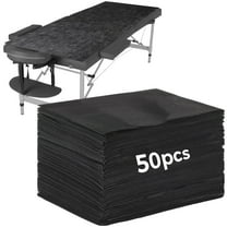 50PCS Disposable Massage Table Sheets, Black Non Woven Fabric Disposable Sheets, 70.9" x 31.5" Beauty Salon Bed Sheets, Thickened Massage Bed Cover for Spa