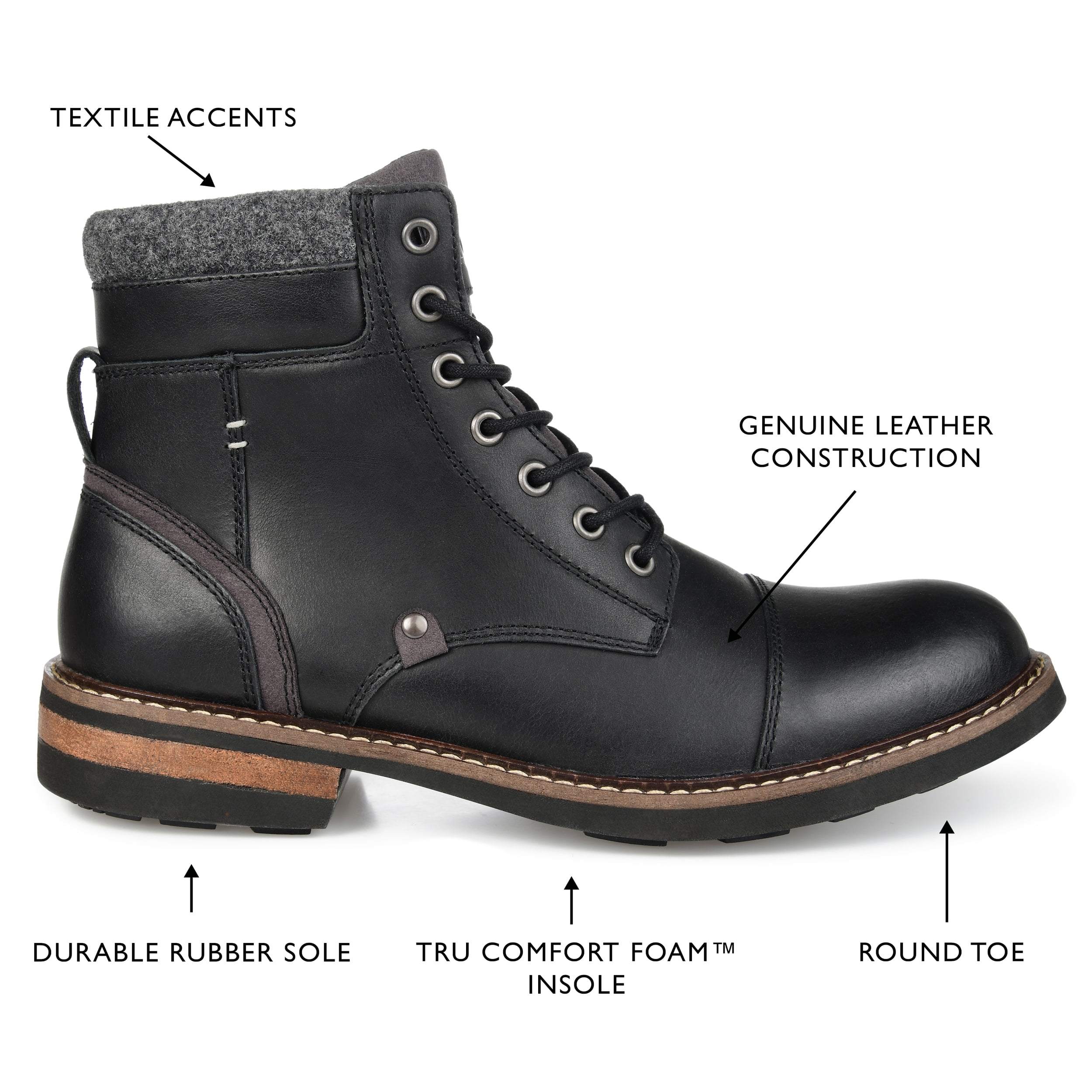 Territory Mens Yukon Wide Width Tru Comfort Foam Lace-up Cap Toe Ankle Boot