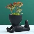 thumbnail image 4 of Cheers.US Ceramic People Planters Pot Succulent Cactus Head Flower Pot Creative Sculpture Mini Flower Vase Top Table Display Planters for Air Plants and Other Mini Plants for Home Tabletop, 4 of 7