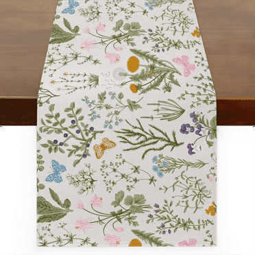 Wildflowers Floral Spring Table Runner 72 Inch Long Linen Washable Non-Slip Table Runners Kitchen Dining Table Decoration for Kitchen Home Dining Table Outdoor