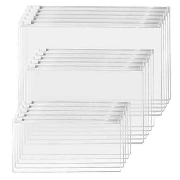 Plastic Envelopes with Zipper,Letter Size Clear File Folder 15 Pack