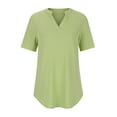 thumbnail image 5 of Mittory Women Summer Casual V Neckline Chiffon Blouses Loose Tunic Short Sleeve Tops, 5 of 8