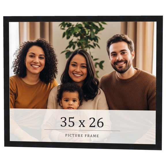 35x26 Frame Black Real Wood Picture Frame Width 0.75 inches | Interior Frame Depth 0.5 inches |