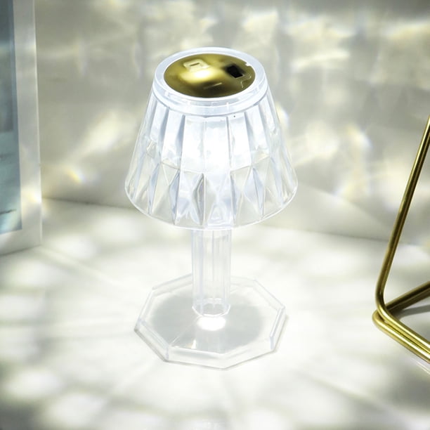 Muyoka Lámpara de mesita de noche Mini lámpara de cama de diamante de cristal Lámpara de noche LED decorativa Lámpara de noche para dormir Lámpara de escritorio alimentada por batería Regalo para dorm Muyoka Hogar