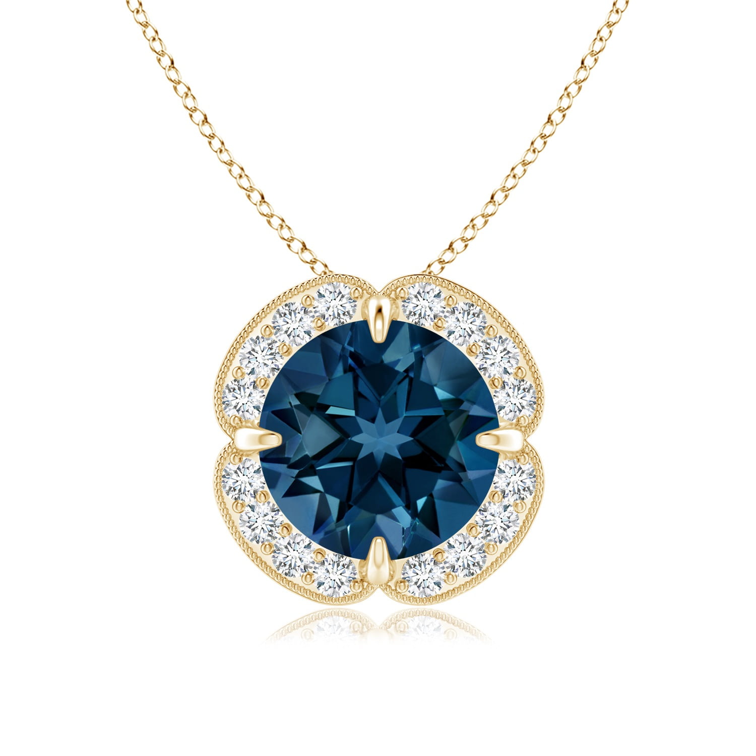 Angara - 2.35 ct. London Blue Topaz Pendant Necklace|8mm Round London