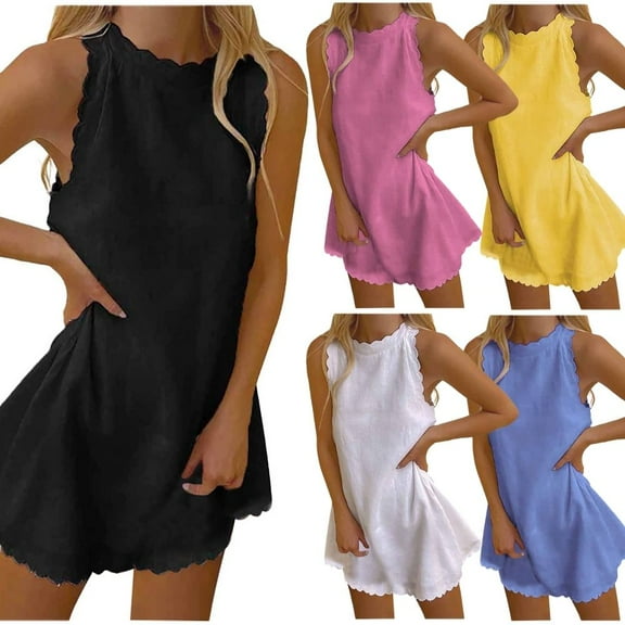 Abcnature Summer Dresses for Women Solid Color Tshirt Dress Casual Loose Sleeveless Tank Dress Mini Beach Dress Sundress Recommend Weight 110 to 121lb