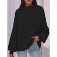 thumbnail image 4 of Women'S Fall Oversized Sweaters Chunky Knit Mock Neck Long Sleeve Casual Trendy Pullover Winter Clothes Black S, 4 of 7