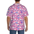 thumbnail image 3 of Sikiie Skull Blue Flower Men's Wrinkle Free Untucked Cuban Shirt Business Casual Button Down Shirts Short Sleeve ShirtXX-Large, 3 of 5