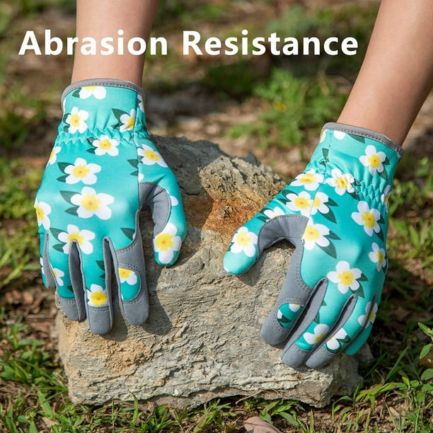 Gants de jardinage pour femme, gants de travail en cuir respirant avec  daim, gants anti-épines pour Yark/jardin 