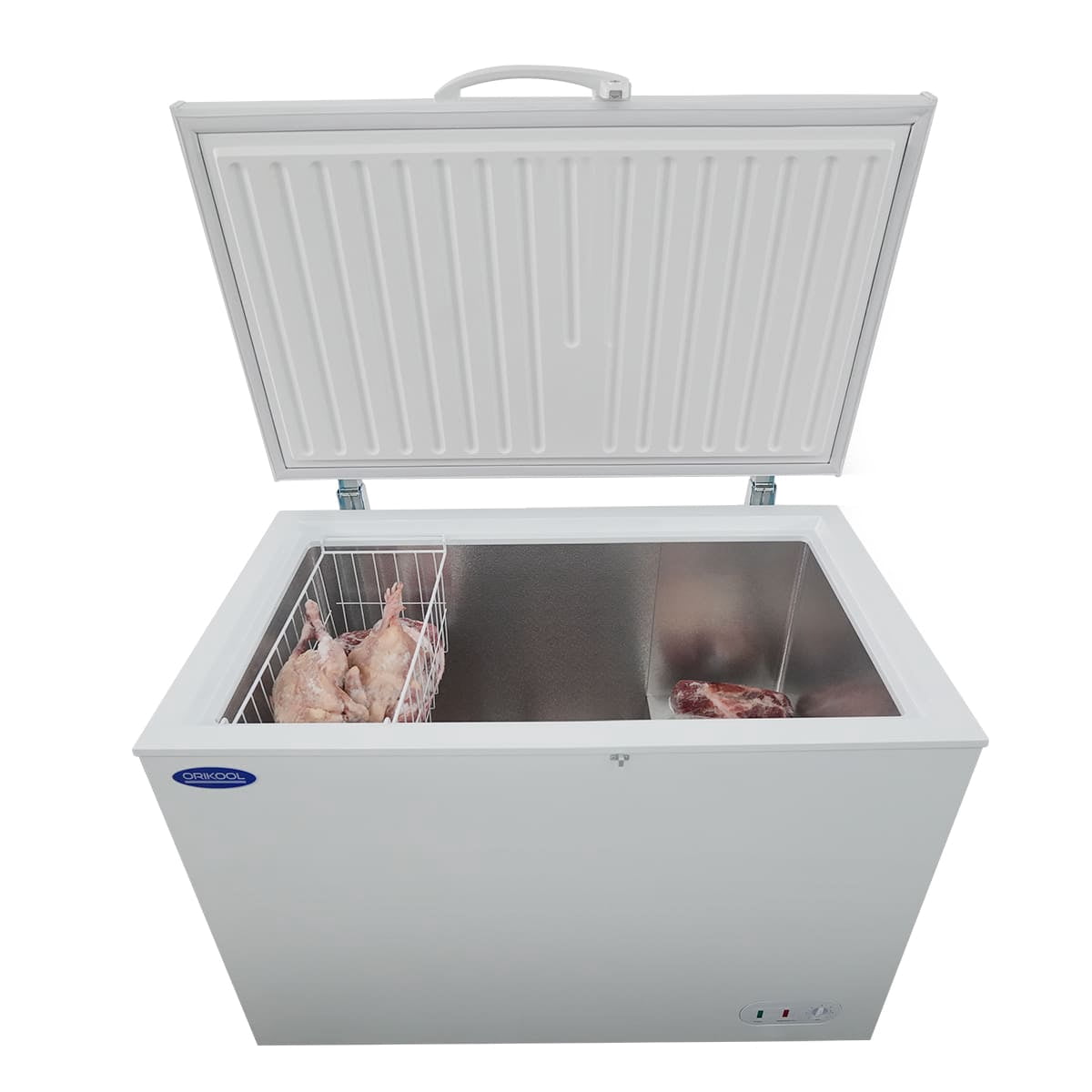 ORIKOOL Chest Freezer 9.9 Cu.ft Solid Top Commercial Deep Chest Freezer with Lockable Stay-Open Lid for Bulk Storage