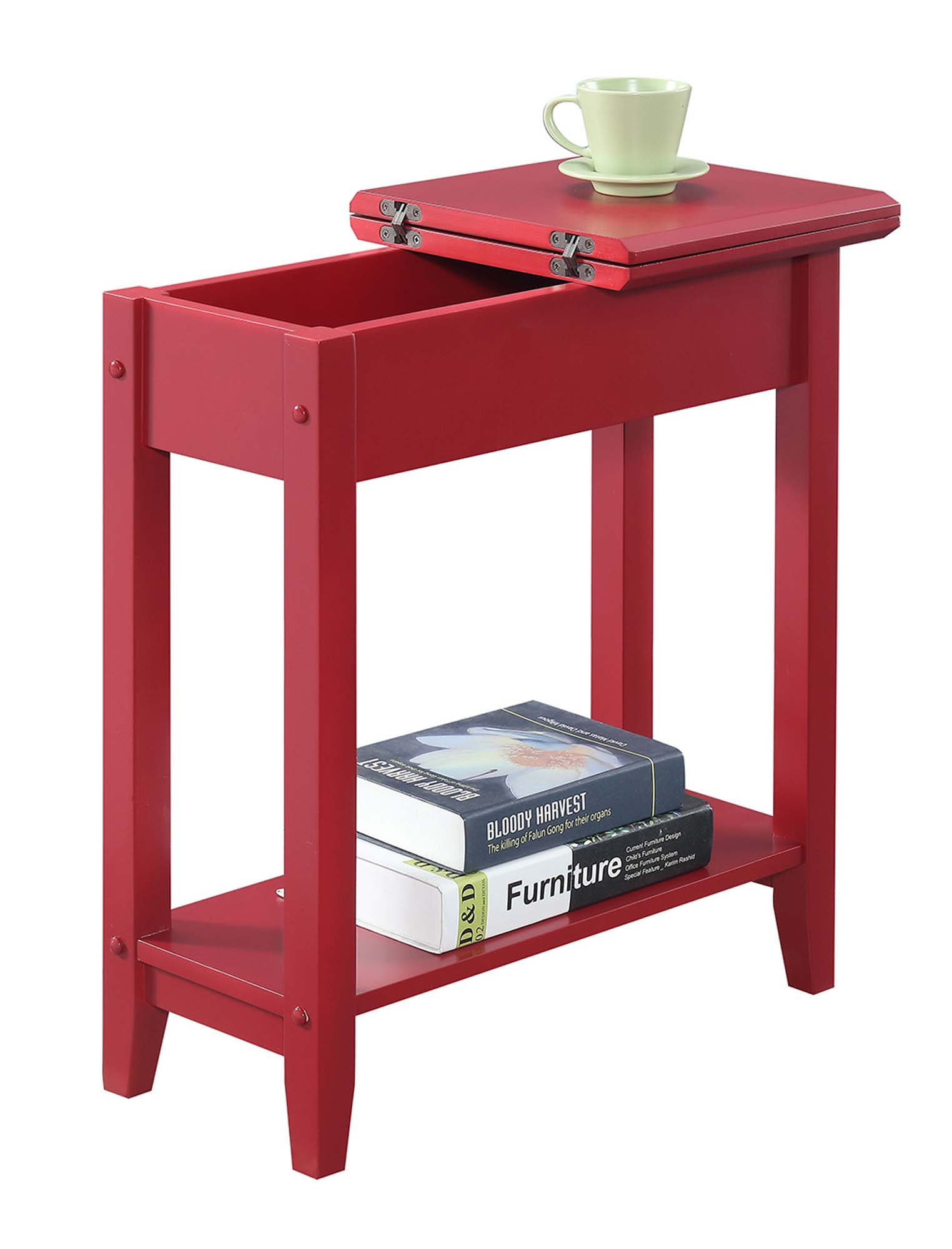 Convenience Concepts American Heritage Flip Top End Table with Shelf, Black