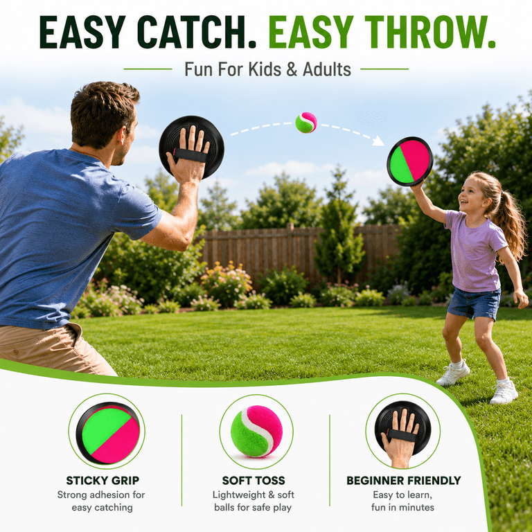 GVDV Toss & Catch Game Set with Paddles & Balls photo 3