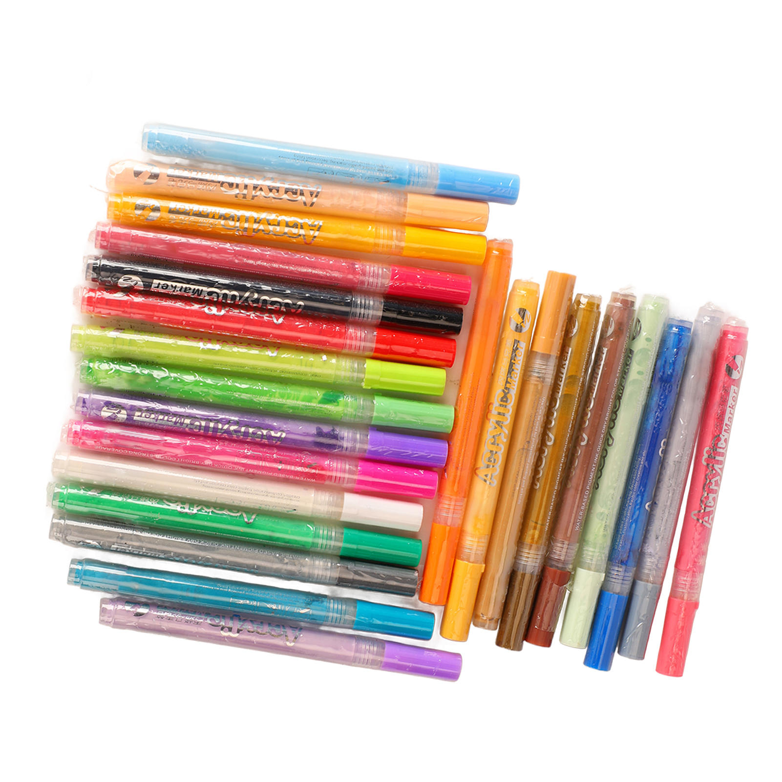 YAHHU 24‑Color Acrylic Brush Set – Waterproof, Odorless, Permanent Paint Pens for DIY Crafts, Clothing, Mugs & More
