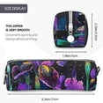 thumbnail image 3 of Pofeuu Starry Night Iris Field Print Leather Pencil Case, Leather Pencil Pouch Large Capacity, Big Pencil Pouch with Zipper Vintage Pen Bag Fountain Pen Holder, 3 of 7