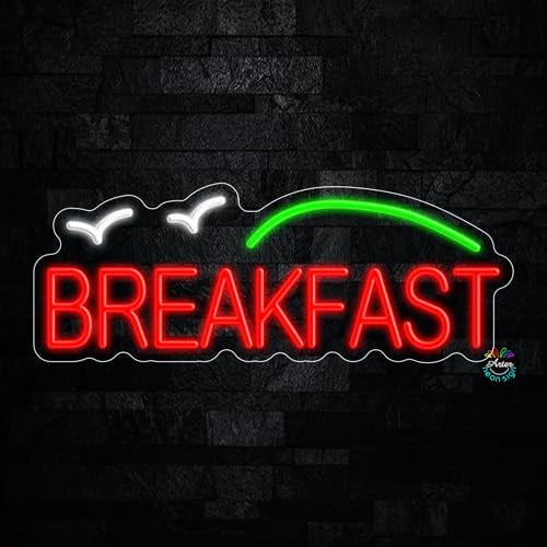 Breakfast LED Neon Sign 24"L x 9"H #32104