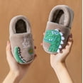 thumbnail image 5 of Otqutp Baby Home Slippers Dinosaur Indoor Shoes Girls Boys Slippers Warm Dinosaur House Cute Cozy Plush Winter Cotton House Slip Shoes(Brown,10-10.5 Years), 5 of 5
